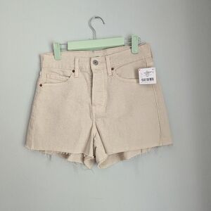 NEW Old Navy Women's 4 Higher High Rise Sky-hi A-line Cut Off Shorts Beige Denim